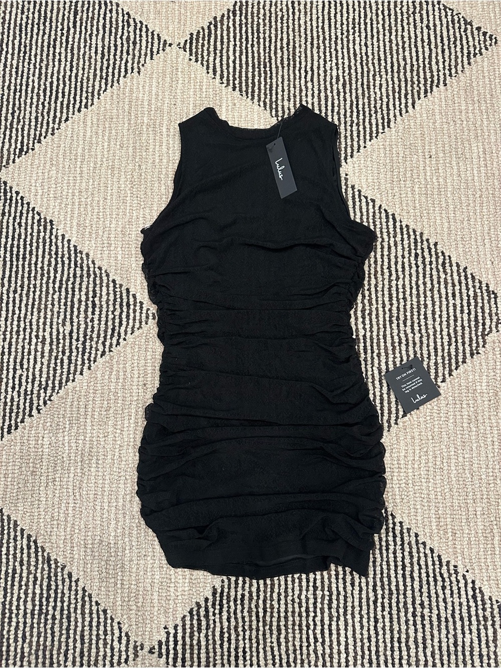 Lulu's Black Ruched Tank Bodycon Mini Dress